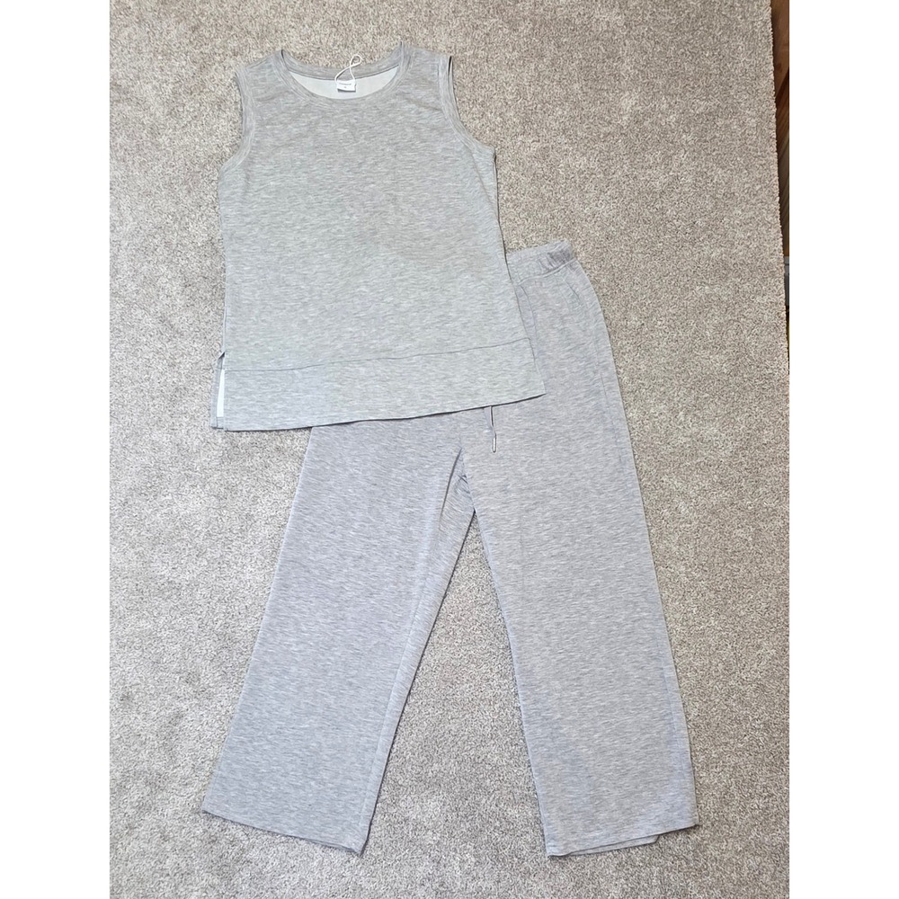 XIEERDUO Womens 2 Piece Lounge Set Heather Gray Tank Top andWide Leg Pants M 423